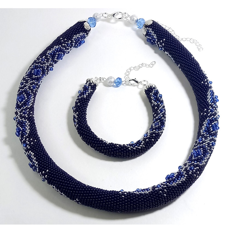 Bead Crochet Rope Patterns Roberta Necklace And Bracelet SingleDoubleEuro CrochetTight Mesh Instant Download PDF 3