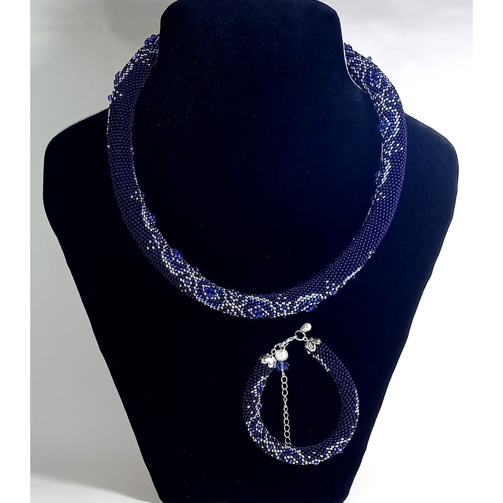 Bead Crochet Rope Patterns Roberta Necklace And Bracelet SingleDoubleEuro CrochetTight Mesh Instant Download PDF 4