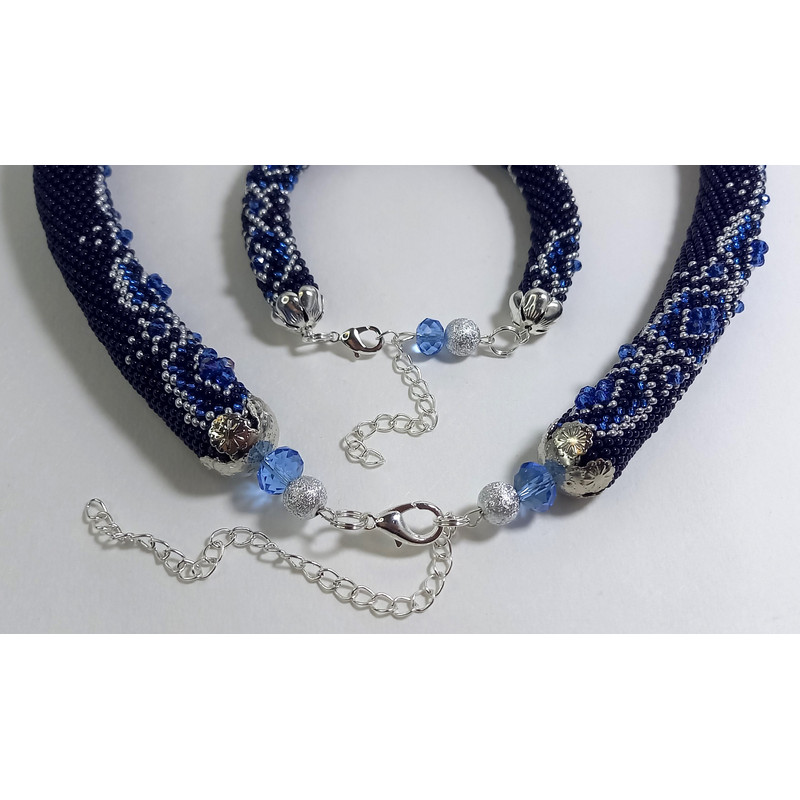 Bead Crochet Rope Patterns Roberta Necklace And Bracelet SingleDoubleEuro CrochetTight Mesh Instant Download PDF 7