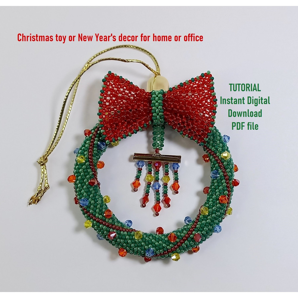Tutorial Beading  Christmas Tree DecorationNew Years Decor For Homeoffice Crochet Rope Christmas Wreath PDF Fail 1