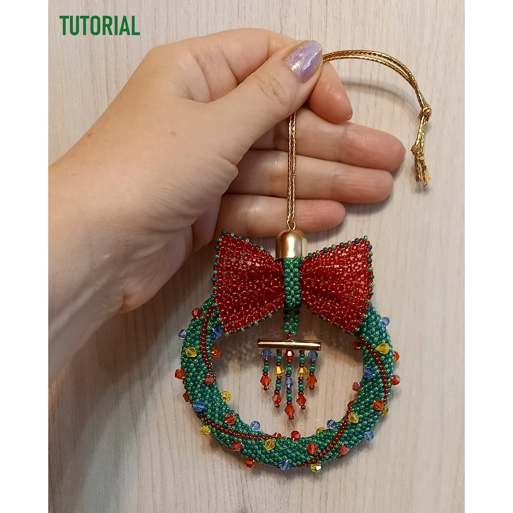 Tutorial Beading  Christmas Tree DecorationNew Years Decor For Homeoffice Crochet Rope Christmas Wreath PDF Fail 2