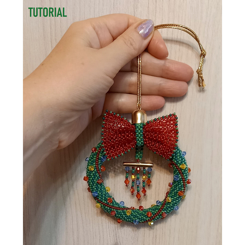 Tutorial Beading  Christmas Tree DecorationNew Years Decor For Homeoffice Crochet Rope Christmas Wreath PDF Fail 2