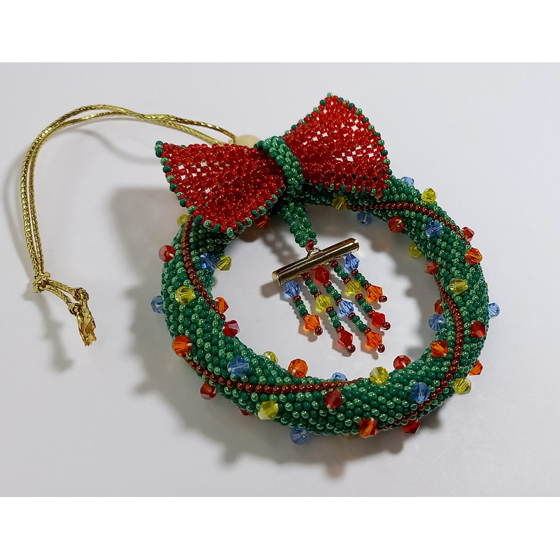 Tutorial Beading  Christmas Tree DecorationNew Years Decor For Homeoffice Crochet Rope Christmas Wreath PDF Fail 4