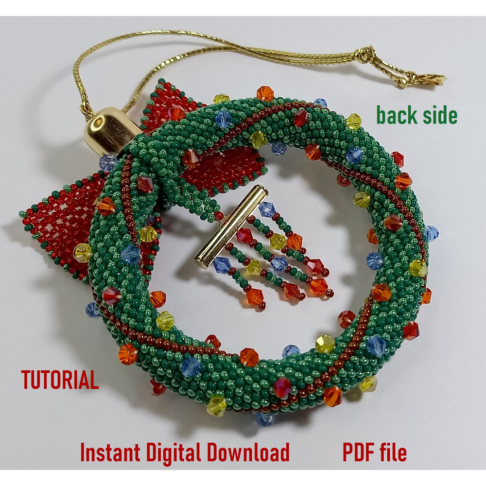 Tutorial Beading  Christmas Tree DecorationNew Years Decor For Homeoffice Crochet Rope Christmas Wreath PDF Fail 5
