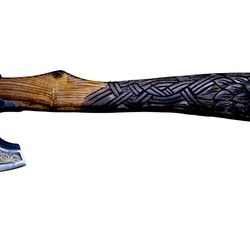 handcrafted viking battle axe with engraved blade and carved dragon handle