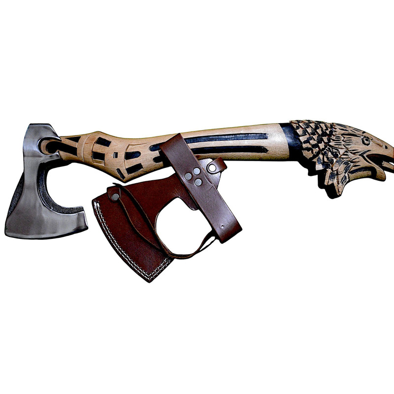 Gift For Him Handcrafted EagleHead Viking Axe Engraved Stainless Steel Blade Carved Wooden Handle 11