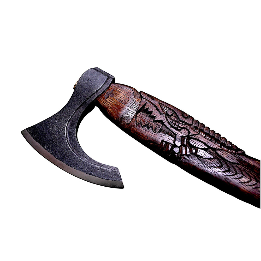 Gift For Him Handcrafted SnakeHead Viking Axe Engraved Stainless Steel Blade Carved Wooden Handle 4