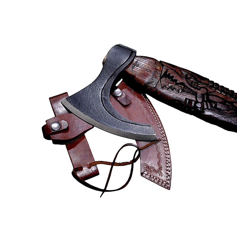 Gift For Him Handcrafted SnakeHead Viking Axe Engraved Stainless Steel Blade Carved Wooden Handle 11