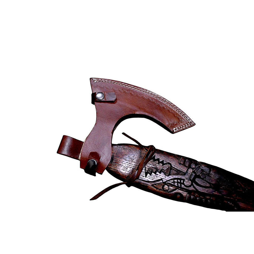 Gift For Him Handcrafted SnakeHead Viking Axe Engraved Stainless Steel Blade Carved Wooden Handle 13