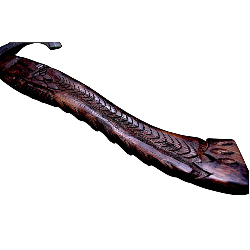 Gift For Him Handcrafted SnakeHead Viking Axe Engraved Stainless Steel Blade Carved Wooden Handle 9