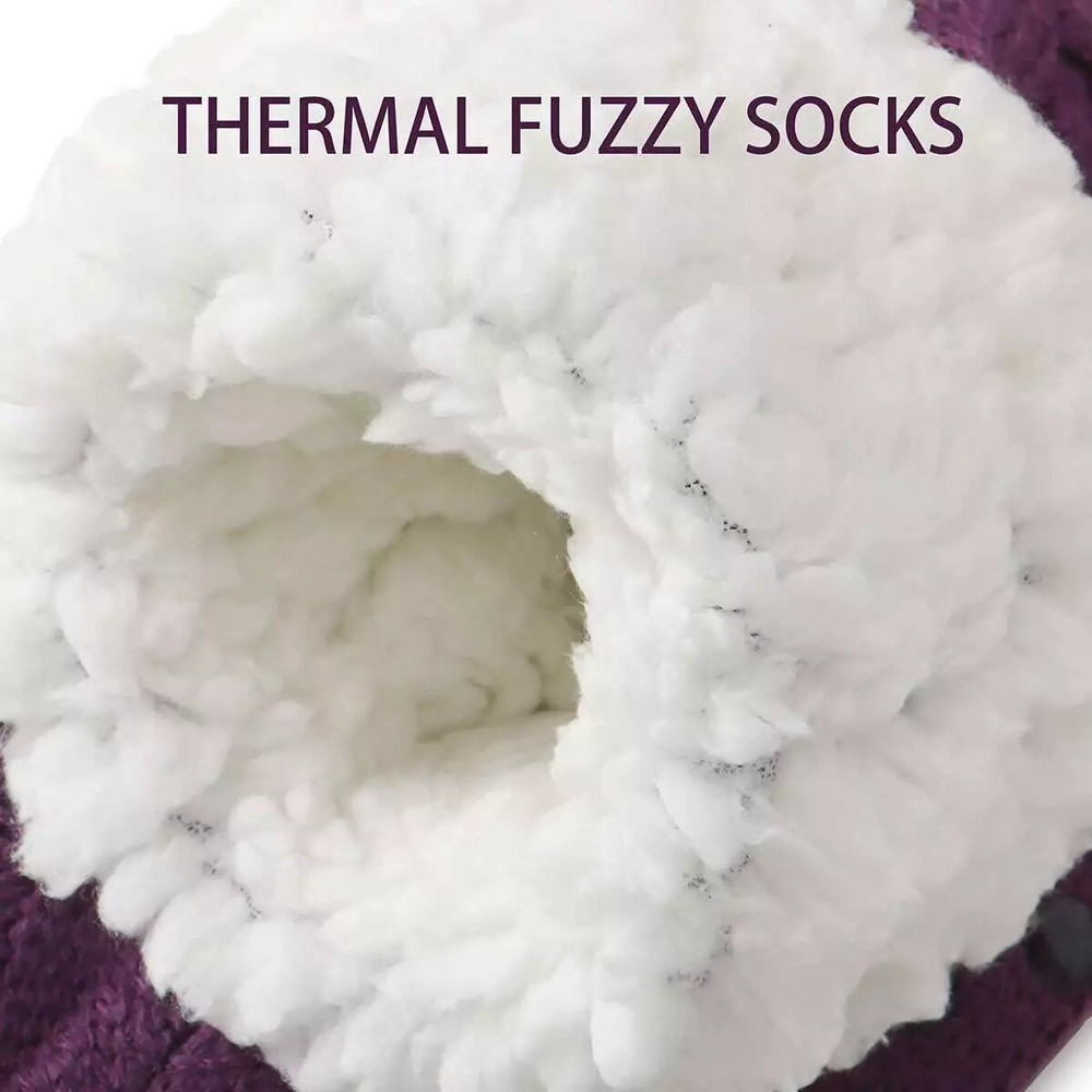 Cozy Men Women Winter Sherpa Fleecelined Fuzzy Thermal Slipper Socks Lake Blue Indor Hot 9