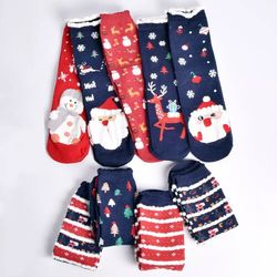 christmas breathable winking santa warm comfortable lightweight casual cotton socks for women