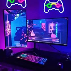 neon sign, gamepad shape led neon light wall gaming room decoration, neon