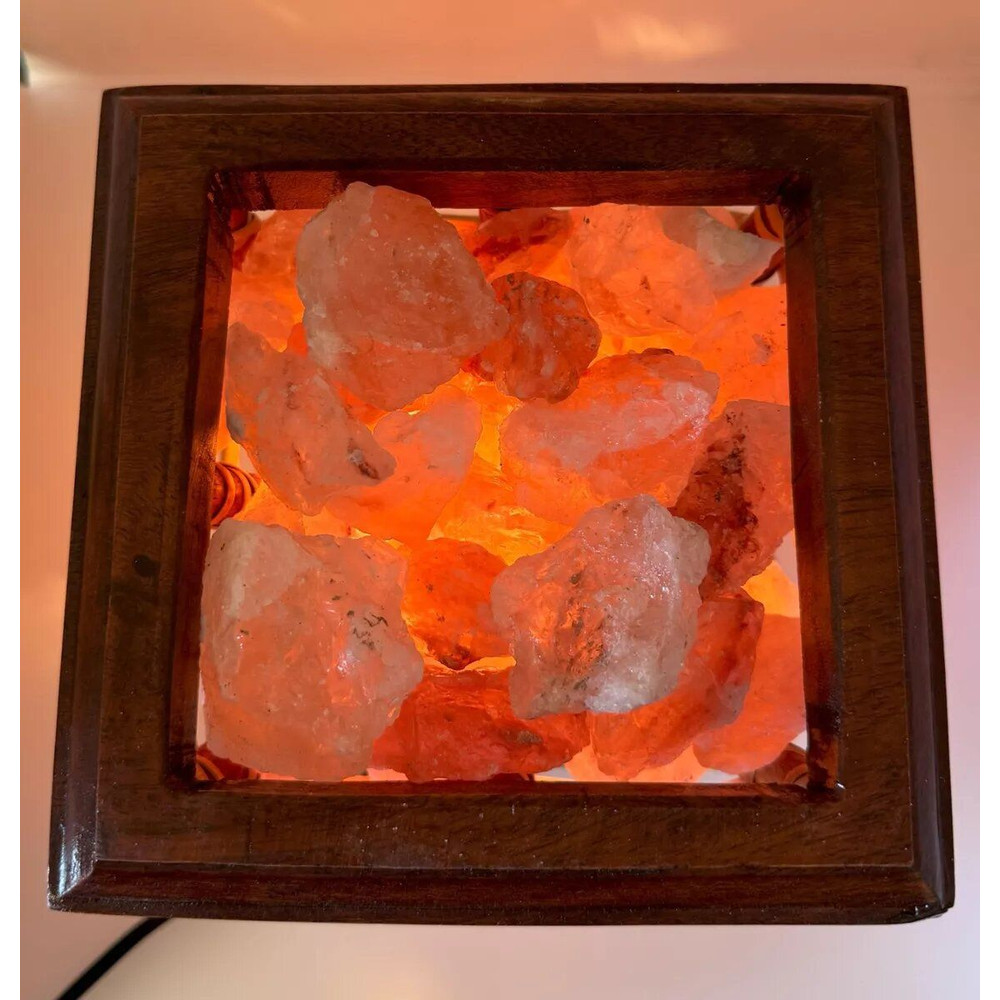 Himalayan Salt Lamp Wooden Cane Basket With Salt Chunks NEW FREE SHIP 1