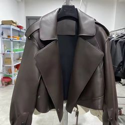 women real sheepskin real leather chocolate jacket high quality fashion chocolate jacket lady model coat s