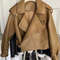 Women Real Sheepskin Real Leather Dark Beige Jacket High Quality Fashion Dark Beige Jacket Lady Mod 0
