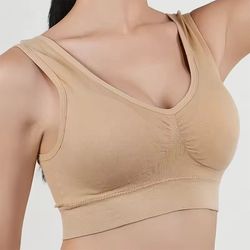 women breathable sports bra skin absorb sweat shockproof padded gym running fitness double layer seamless s