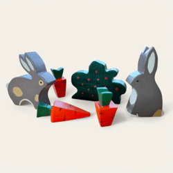 wooden rabbit toy set