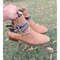Handmade Camel Brown Color Original Suede Stylish High Ankle Rounded Embroided Strap With Steel Chain Jodhpurs Boots 3