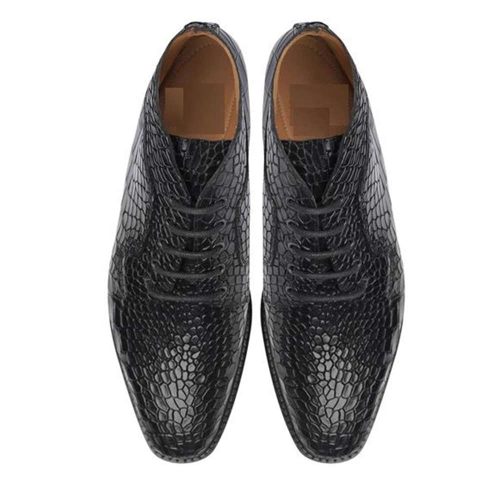 Handmade Black Color Genuine Crocodile Textured Leather Stylish Lace Up Chukka Dress Shoes 4