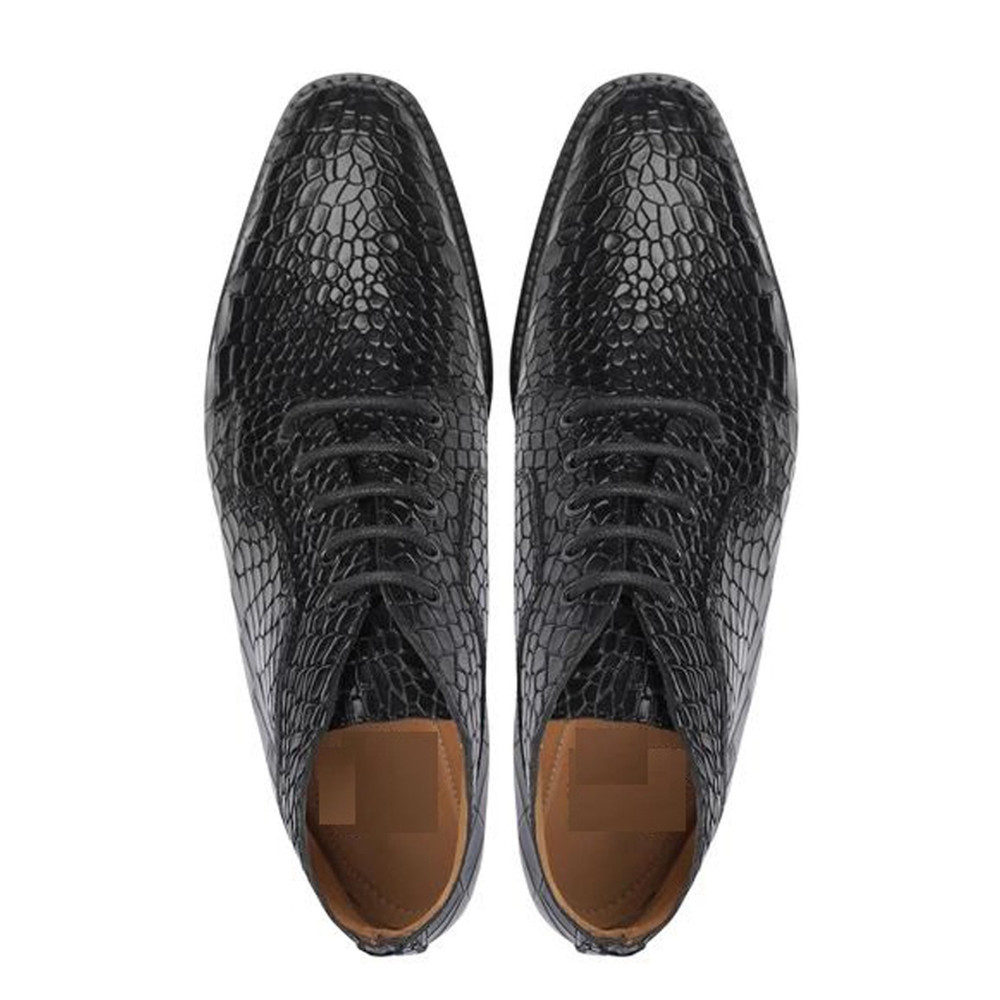Handmade Black Color Genuine Crocodile Textured Leather Stylish Lace Up Chukka Dress Shoes 5
