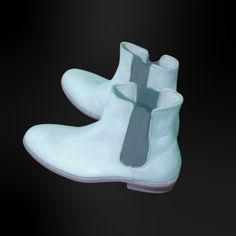 Handmade White Color Genuine Leather Stylish Ankle High Chelsea Dress Boots 0