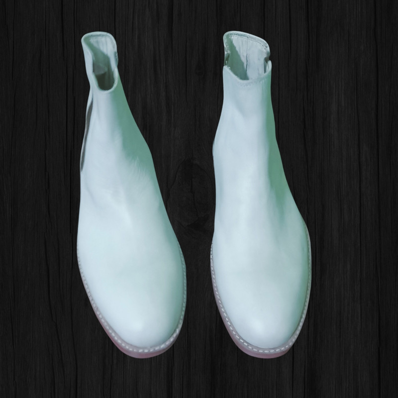 Handmade White Color Genuine Leather Stylish Ankle High Chelsea Dress Boots 3