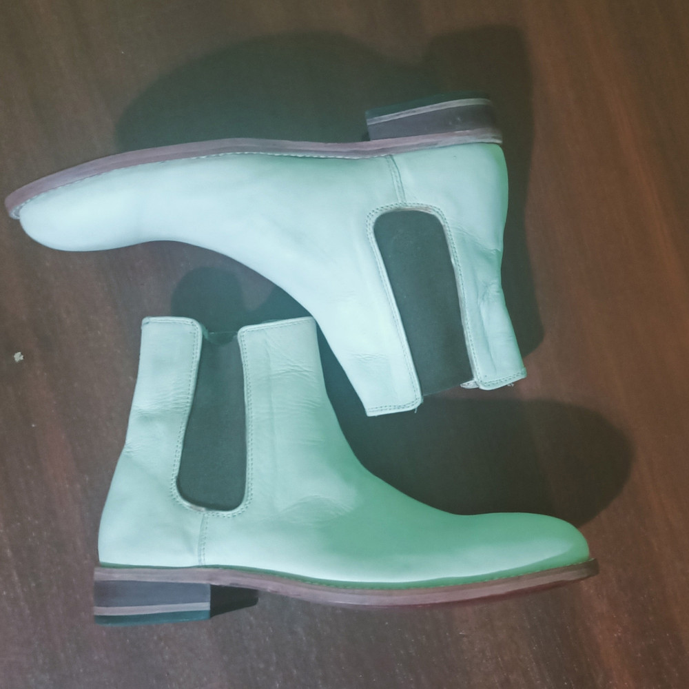 Handmade White Color Genuine Leather Stylish Ankle High Chelsea Dress Boots 4