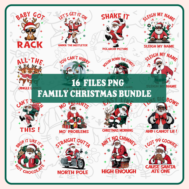 Matching Family Christmas PNG Bundle Black Santa Claus Matching Family Christmas PNG Black Santa Claus Funny Family 0