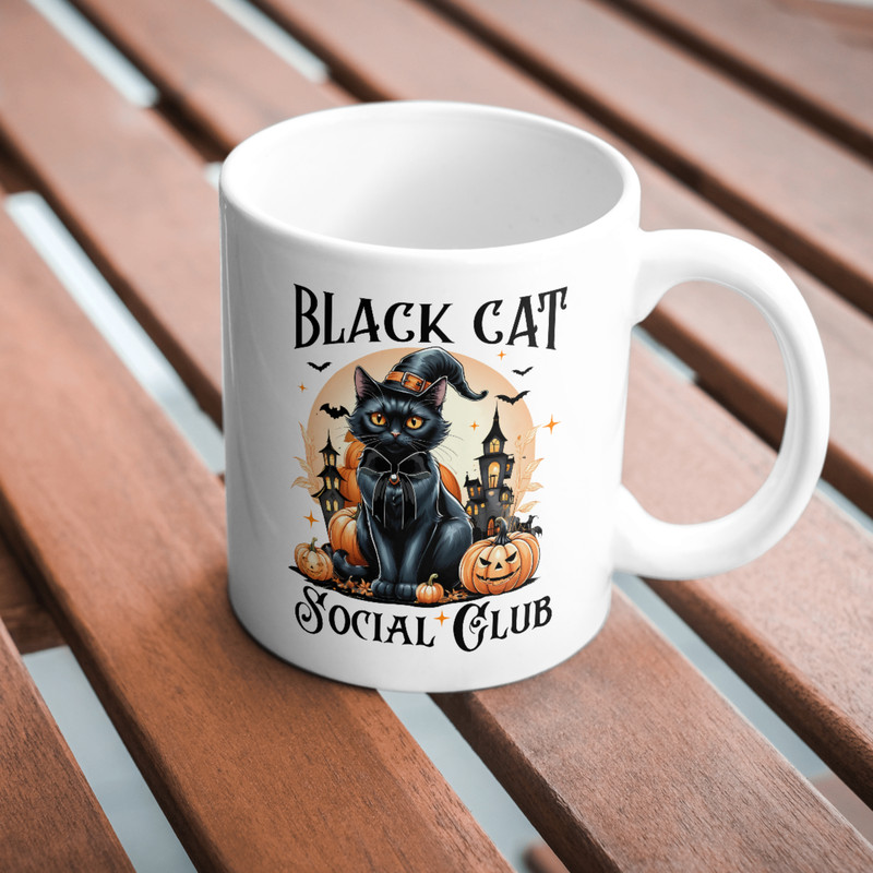 Black Cat Social Club PNG, Halloween Gothic Girly Black cat png, Halloween Shirt Design, Retro Halloween png