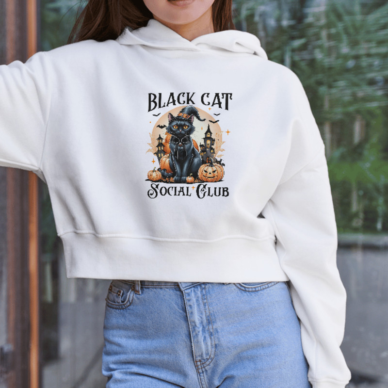 Black Cat Social Club PNG, Halloween Gothic Girly Black cat png, Halloween Shirt Design, Retro Halloween png