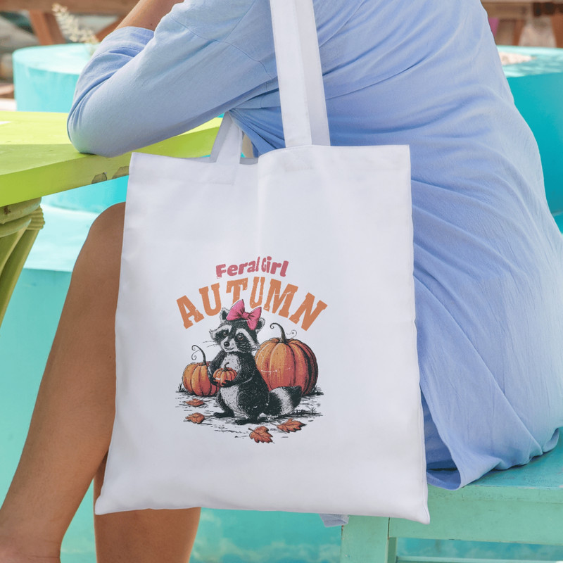 Feral Girl Autumn PNG Raccoon Shirt Design Fall Sublimation Design 2