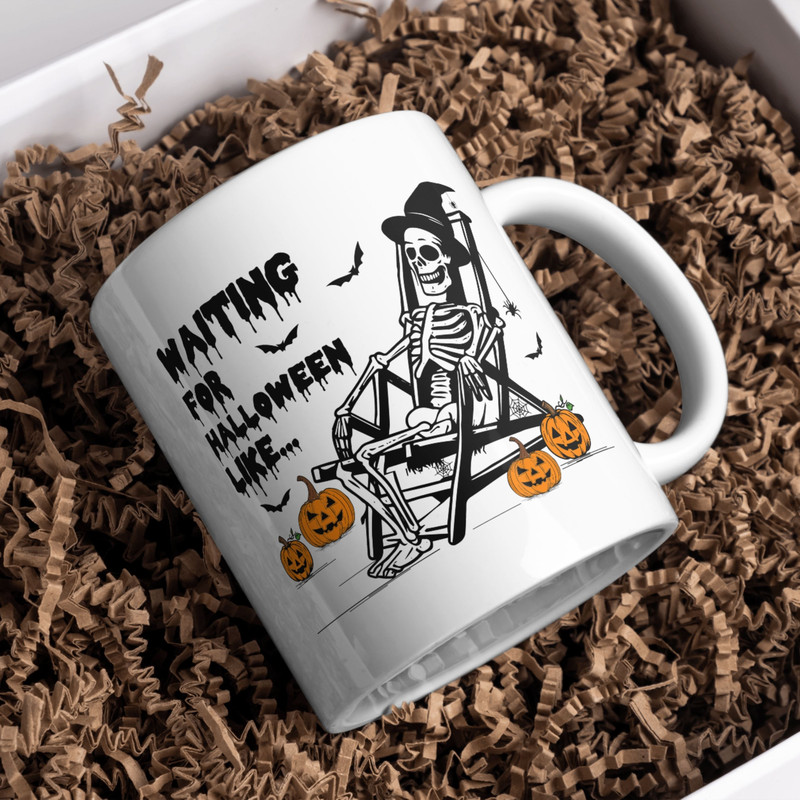 Just Waiting For Halloween PNG Funny Halloween Png Spooky Summer Halloween Sublimation Design Skeleton DTF Shirt Desi 2