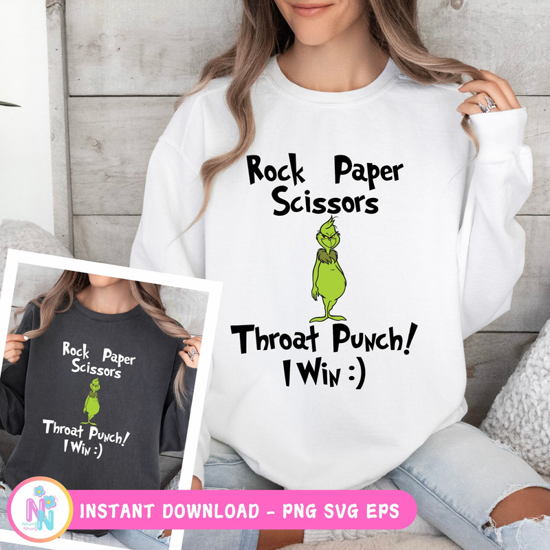 Grinch Rock Paper Scissors Svg File For Cricut DIGITAL FILE 1