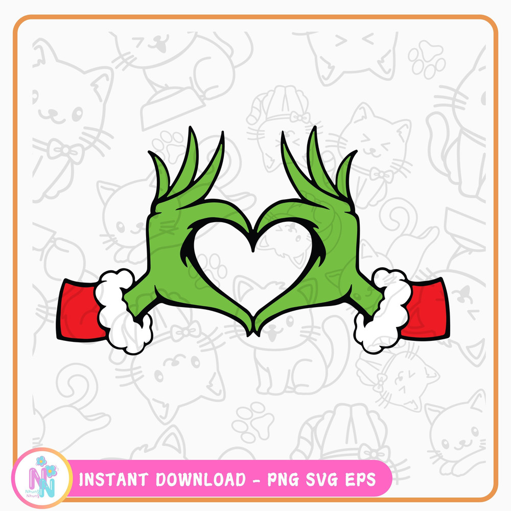 Whoville Heart Hands SVG PNG Files For Cricut Cut Files For Silhouette Christmas Love Sign Png Grinch Love Svg 0
