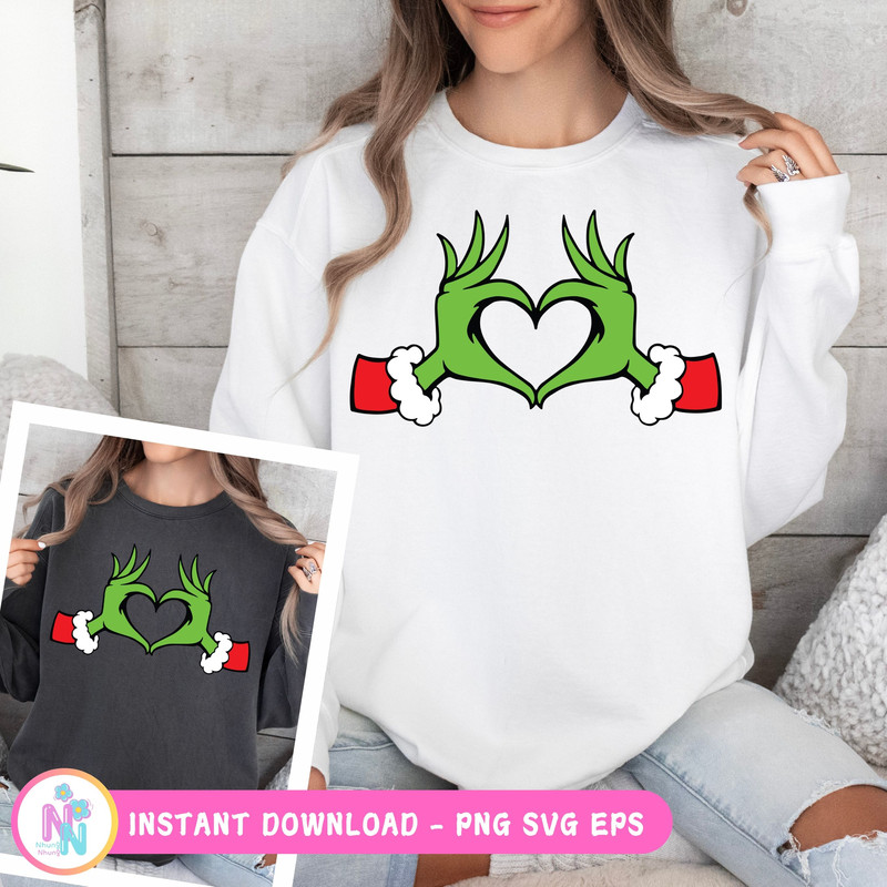 Whoville Heart Hands SVG PNG Files For Cricut Cut Files For Silhouette Christmas Love Sign Png Grinch Love Svg 1