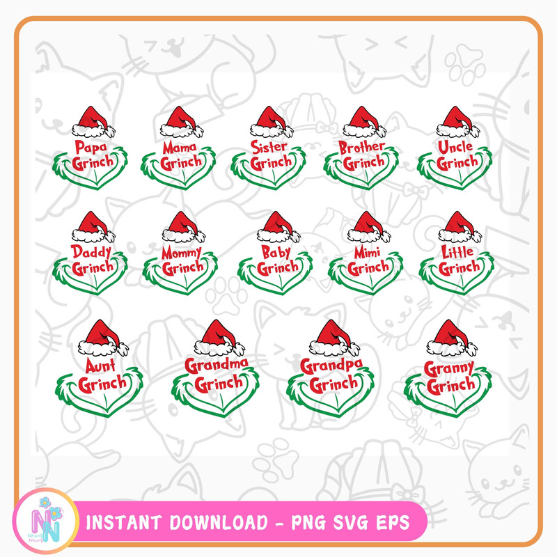 Christmas Grinch Hand Face SVG Bundle Grinchmas Holiday Funny Family Christmas Shirt Designs Svg 0