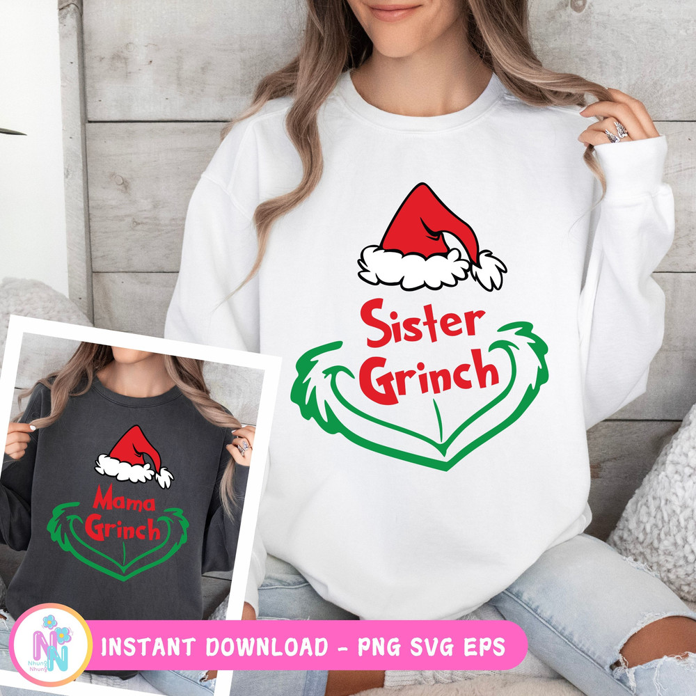 Christmas Grinch Hand Face SVG Bundle Grinchmas Holiday Funny Family Christmas Shirt Designs Svg 1