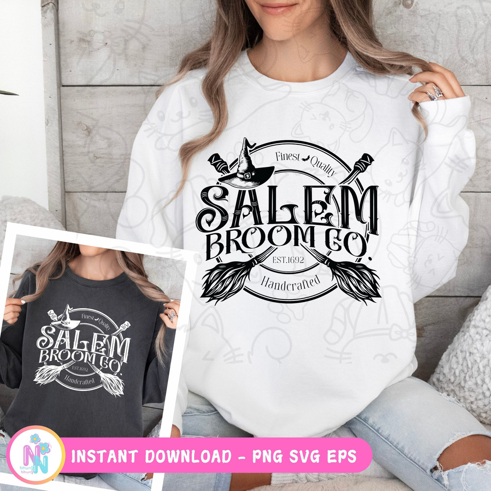 Salem Broom Co Svg Png Vintage Halloween Party Shirt Design Png Svg Files For Cricut 1
