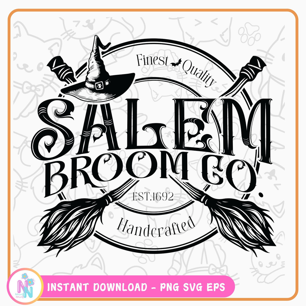 Salem Broom Co Svg Png Vintage Halloween Party Shirt Design Png Svg Files For Cricut 0