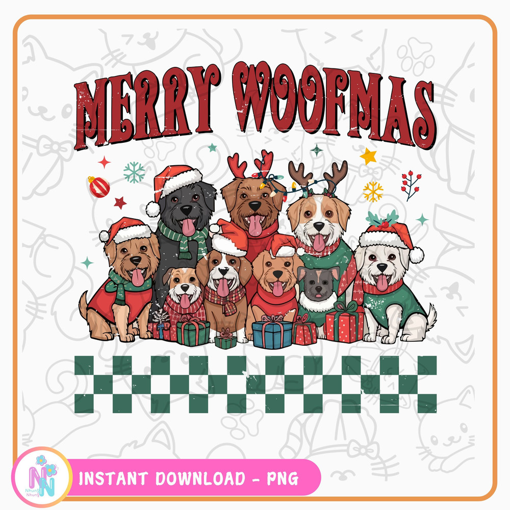 Dog Mama PNG Dog Christmas Png Merry Woofmas Png Dog Lover Shirt Design Png Sublimation Designs 0