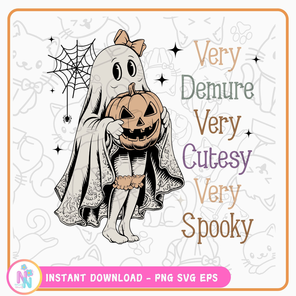 Ery Demure Very Cutesy Very Spooky PNG SVG Ghost Lady Png Halloween Svg Cute Ghost Halloween Meme Png 0