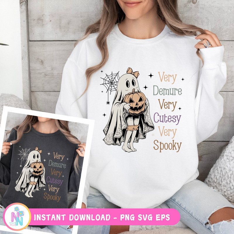 Ery Demure Very Cutesy Very Spooky PNG SVG Ghost Lady Png Halloween Svg Cute Ghost Halloween Meme Png 1