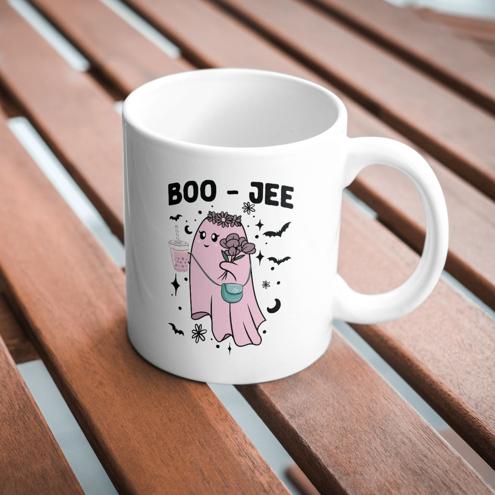 Cute Boo Jee Ghost Halloween Bandana Ghost Coffee PNG SVG Halloween Shirt Design 2