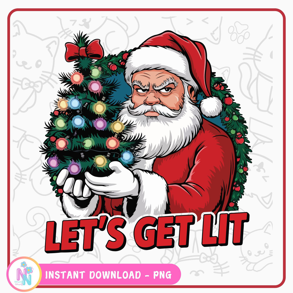 Grumpy Santa Claus With A Christmas Tree PNG A Hilarious Holiday Design 0