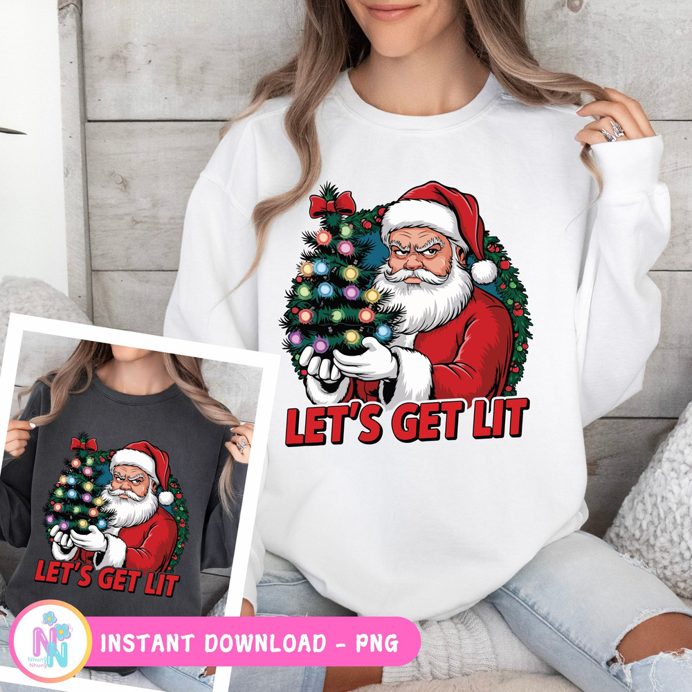 Grumpy Santa Claus With A Christmas Tree PNG A Hilarious Holiday Design 1