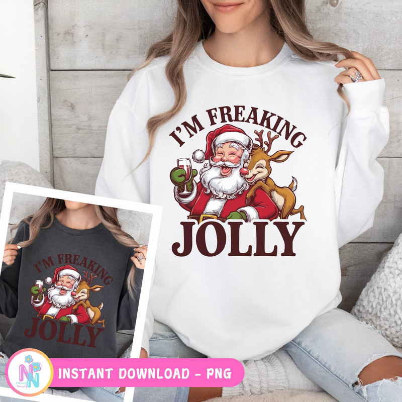 Spreading Christmas Cheer PNG Santa With A Drink And Reindeer Designs 1