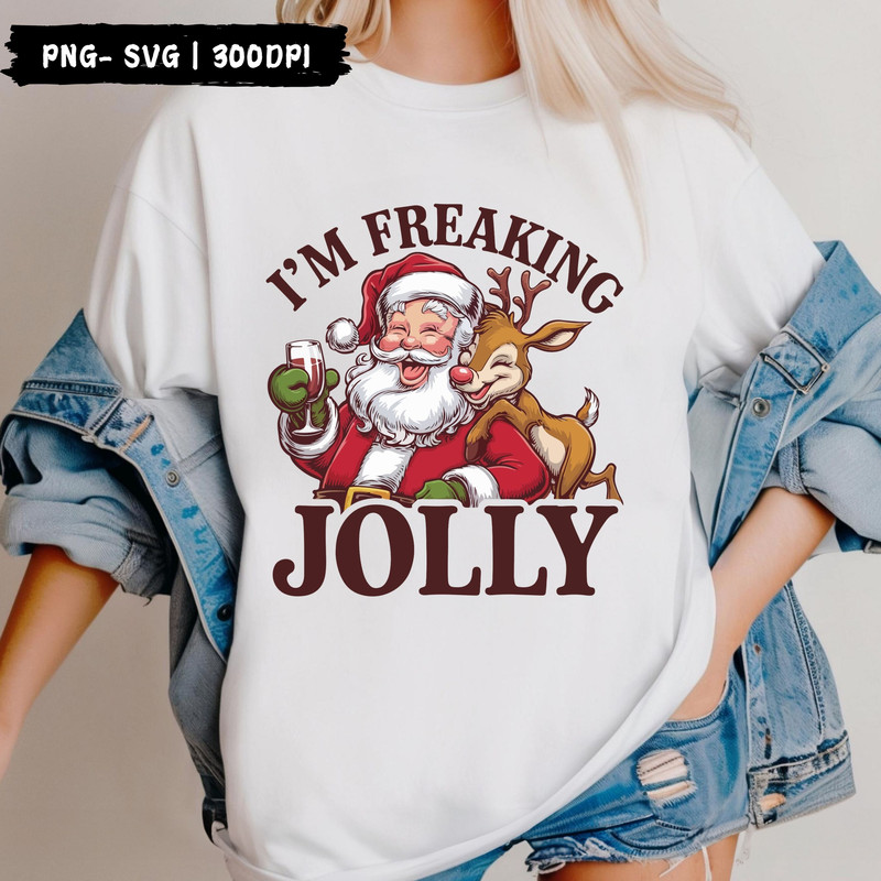 Spreading Christmas Cheer PNG Santa With A Drink And Reindeer Designs 3