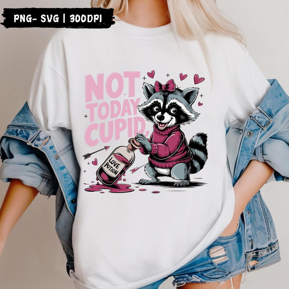 Not Today Cupid Funny Raccoon Valentines Designs 3