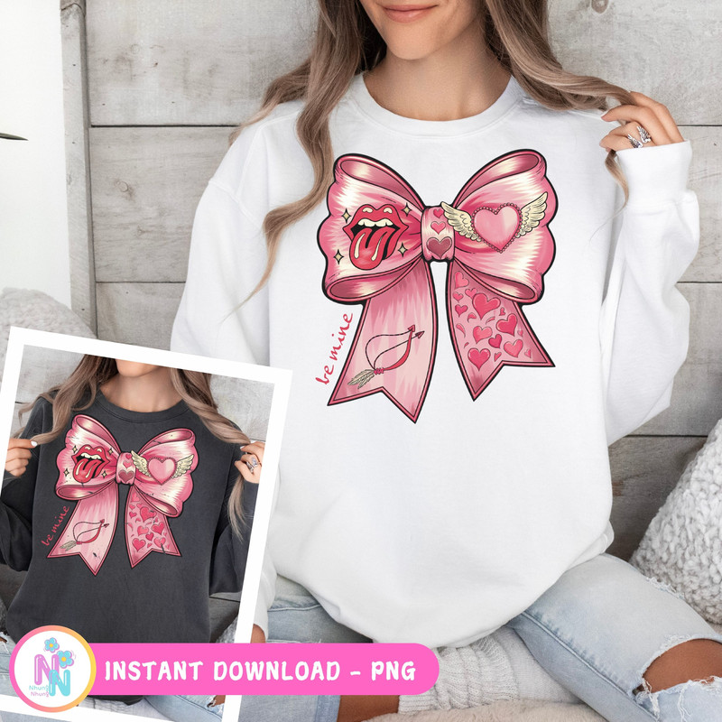 Be Mine Valentines Day Bow Designs PNG Romantic Prints For Custom Gifts 1